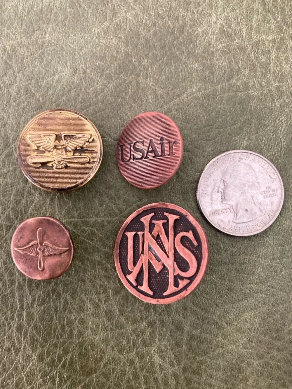 Mixed Vintage Aviation & U.S. Navy Uniform Button Lot – USAir, Winged Propeller,